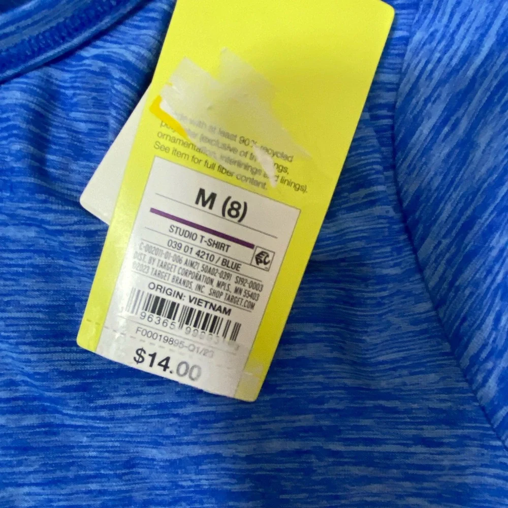 All In Motion Girls M (8) Blue Studio Quick Dry Tee shirt with cinched in back. - Picture 3 of 5